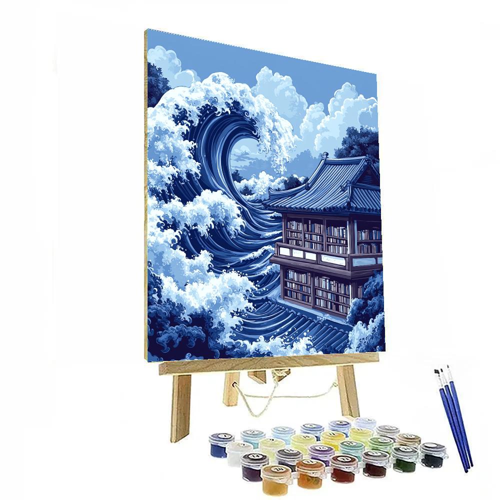 Hokusai Inspired Wave Library DIY paint by numbers