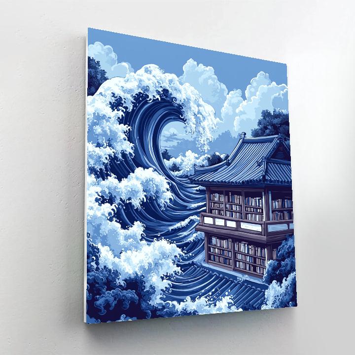Hokusai Inspired Wave Library DIY paint by numbers