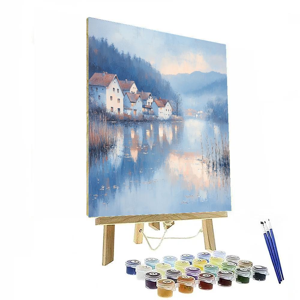 Monet Inspired Misty River Village painting number kit