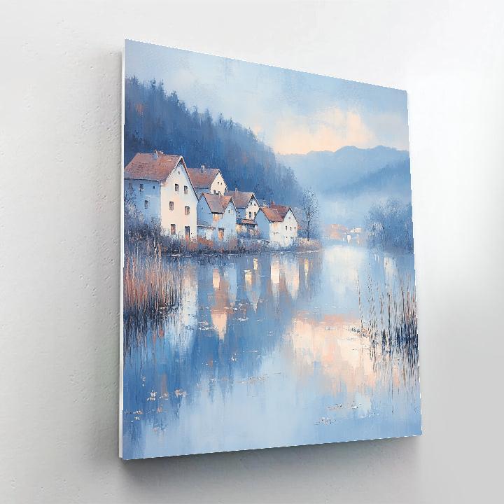 Monet Inspired Misty River Village painting number kit