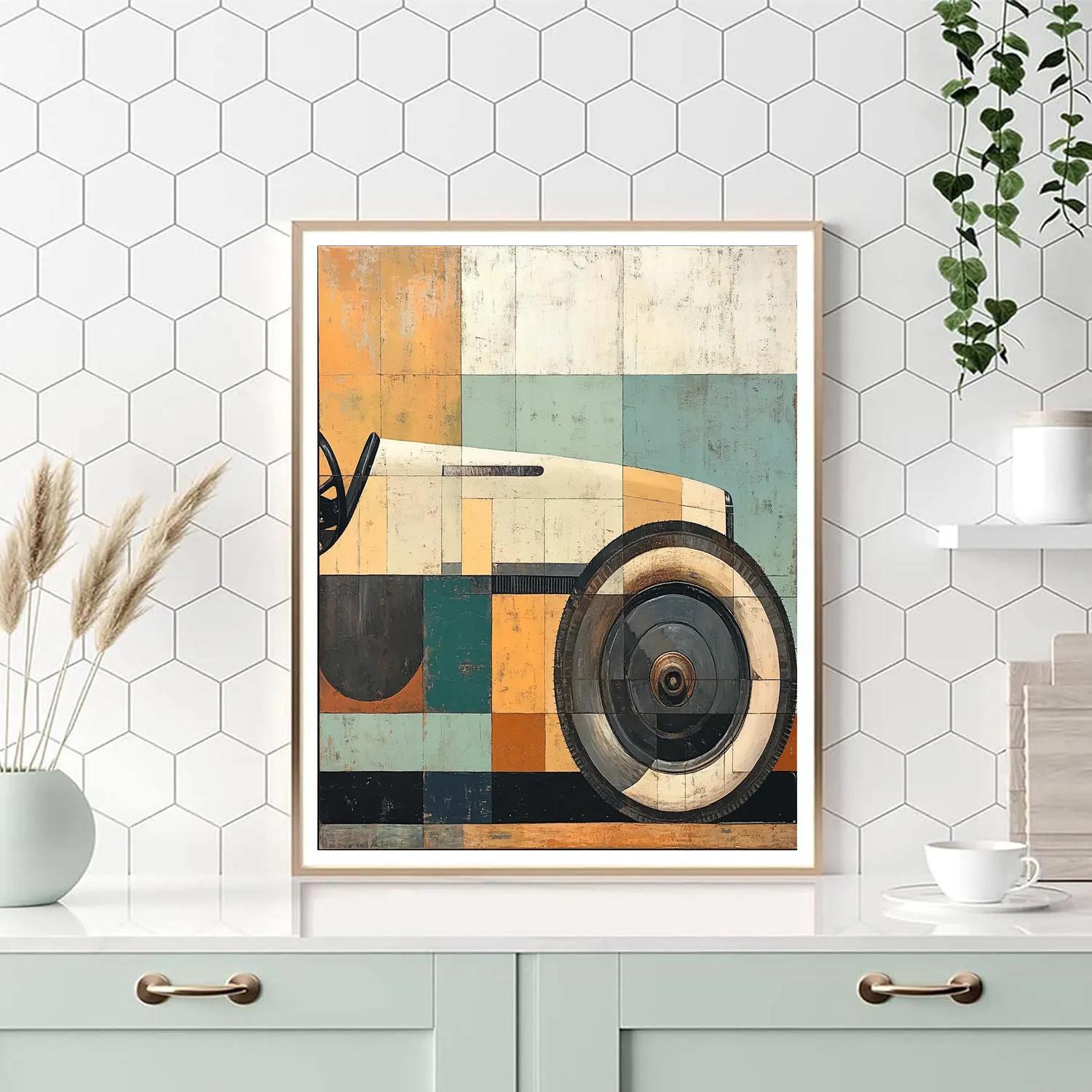 Picasso Inspired Cubist Vintage Car paint by color