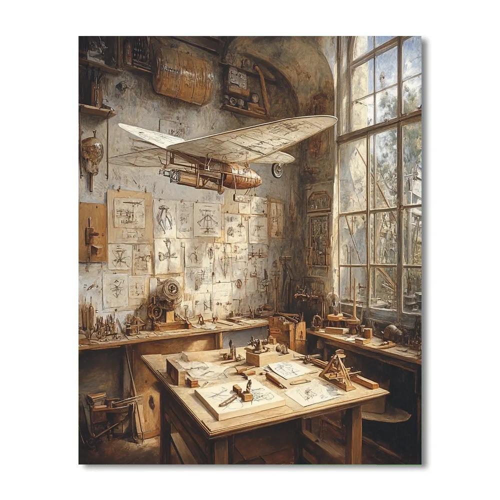 Leonardo Da Vinci Inspired Inventors Workshop paint by number