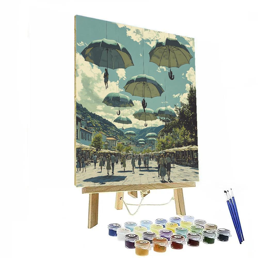 Rene Magritte Inspired Umbrella Planet painting number kit