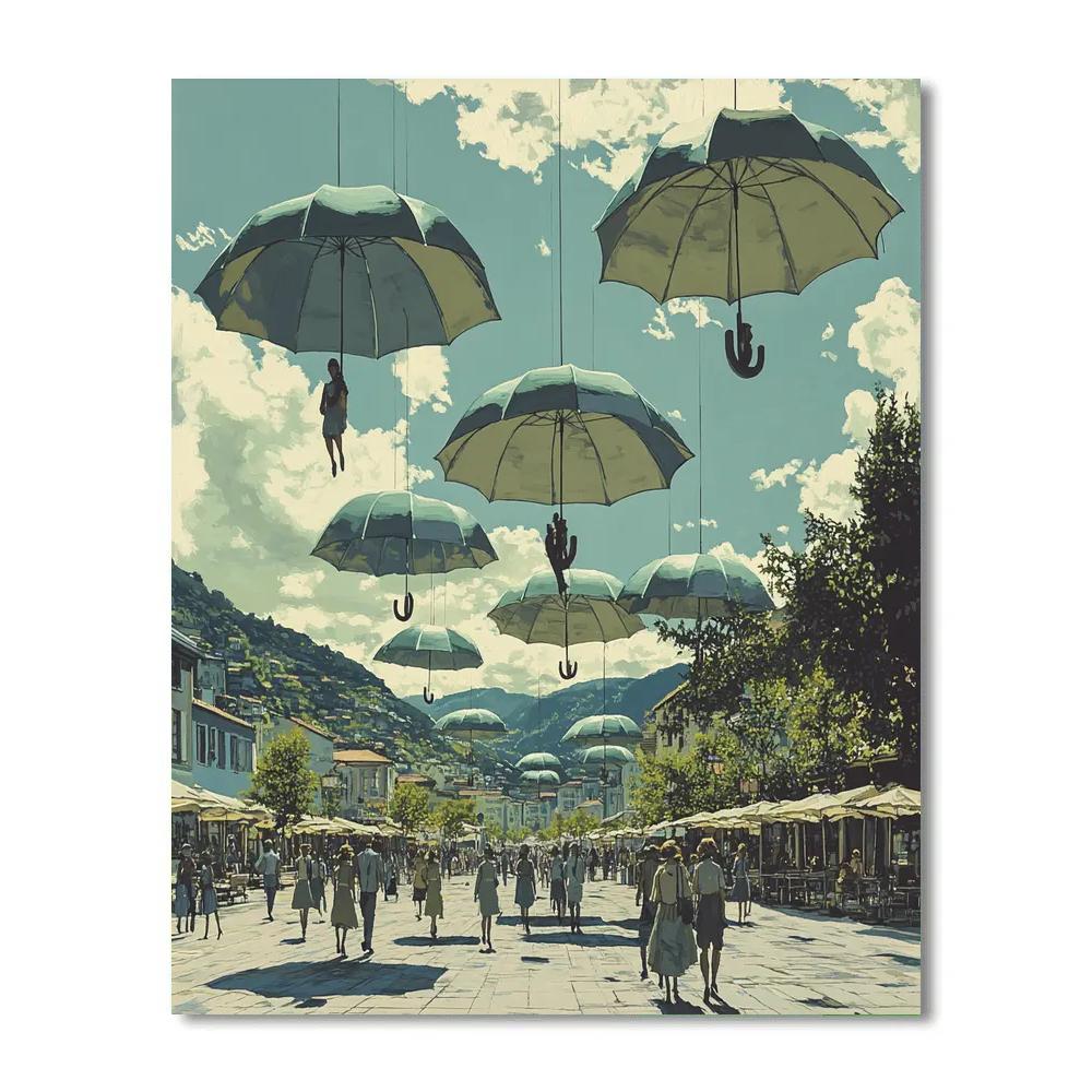 Rene Magritte Inspired Umbrella Planet painting number kit