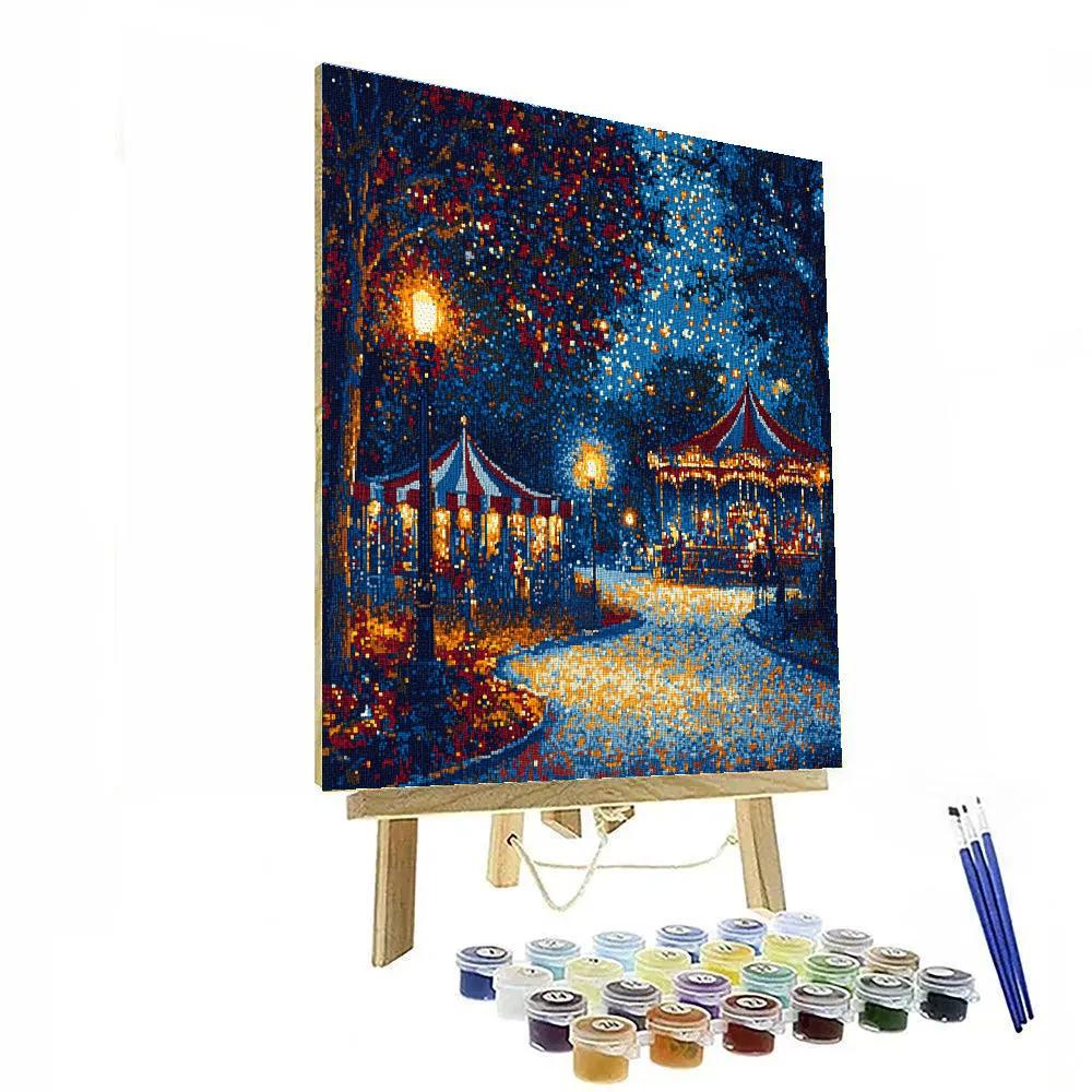 Georges Seurat Inspired Night Circus paint by color