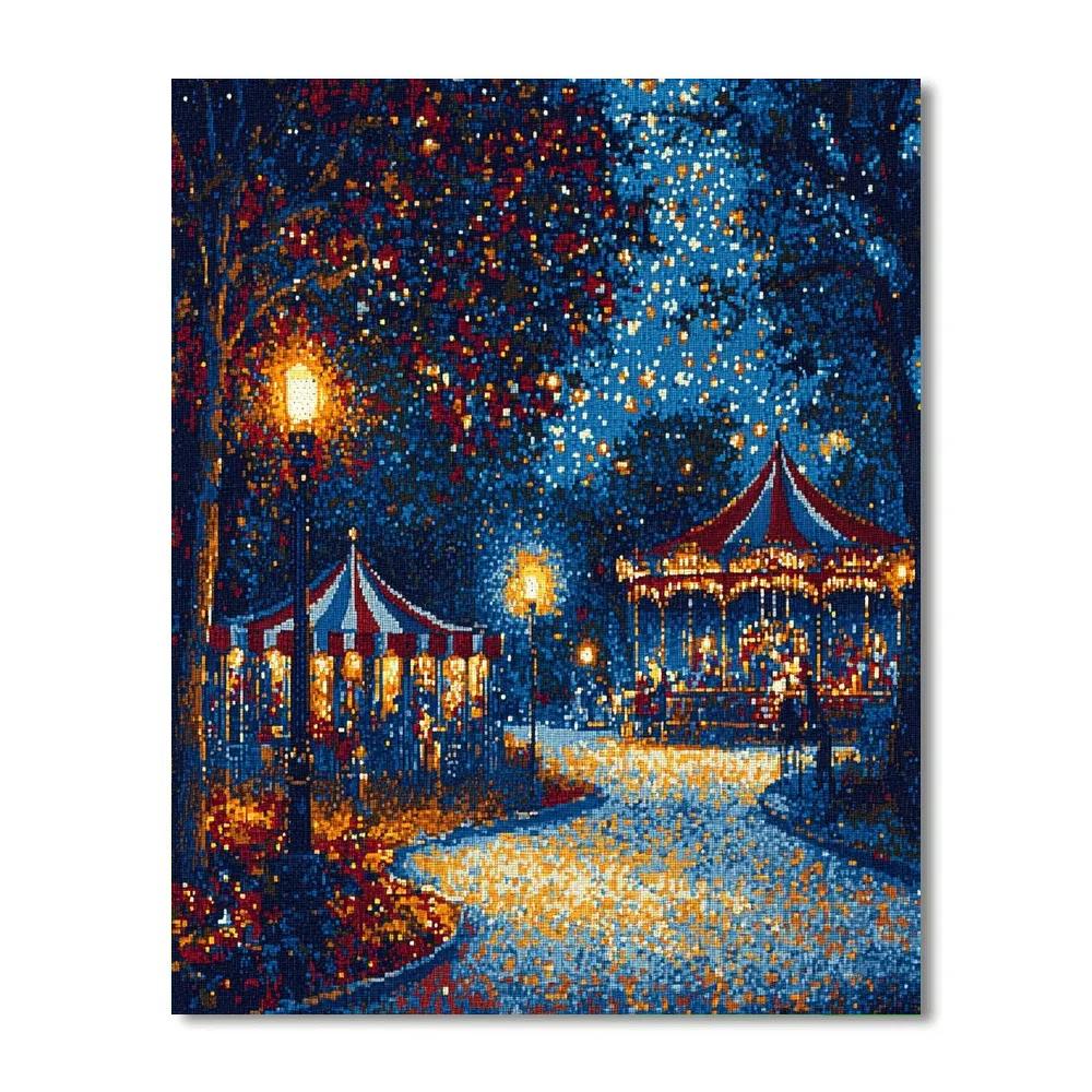 Georges Seurat Inspired Night Circus paint by color