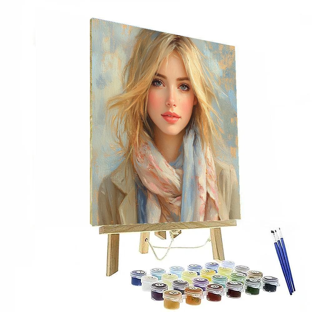 Amedeo Modigliani Inspired Portrait With Scarf paint by numbers