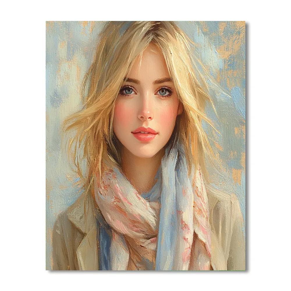 Amedeo Modigliani Inspired Portrait With Scarf paint by numbers