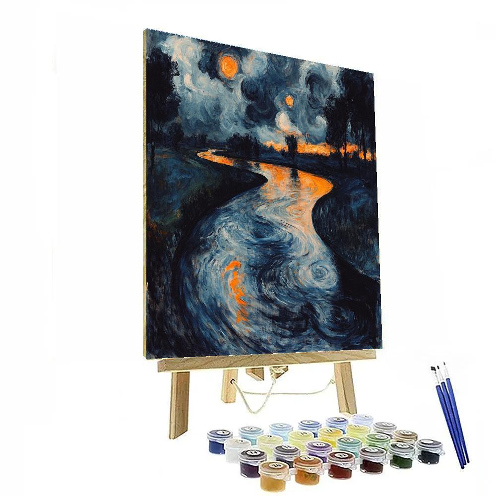 Edvard Munch Inspired Stormy Riverscape Paint by numbers kits