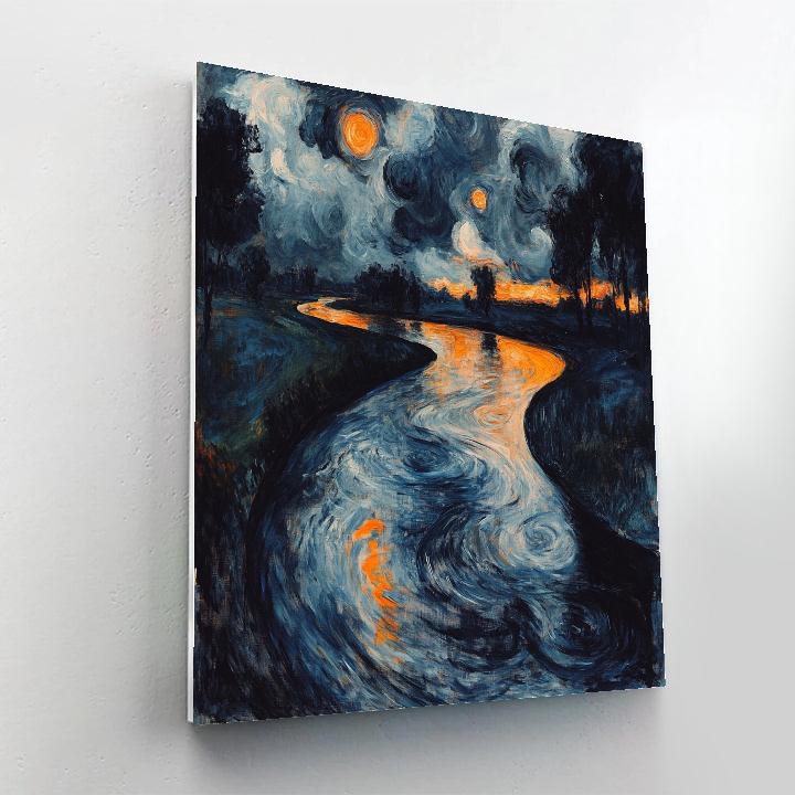 Edvard Munch Inspired Stormy Riverscape Paint by numbers kits