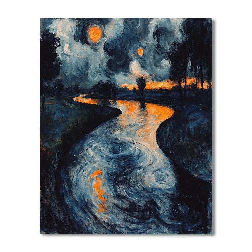 Edvard Munch Inspired Stormy Riverscape Paint by numbers kits
