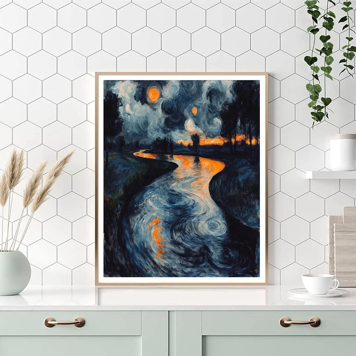 Edvard Munch Inspired Stormy Riverscape Paint by numbers kits