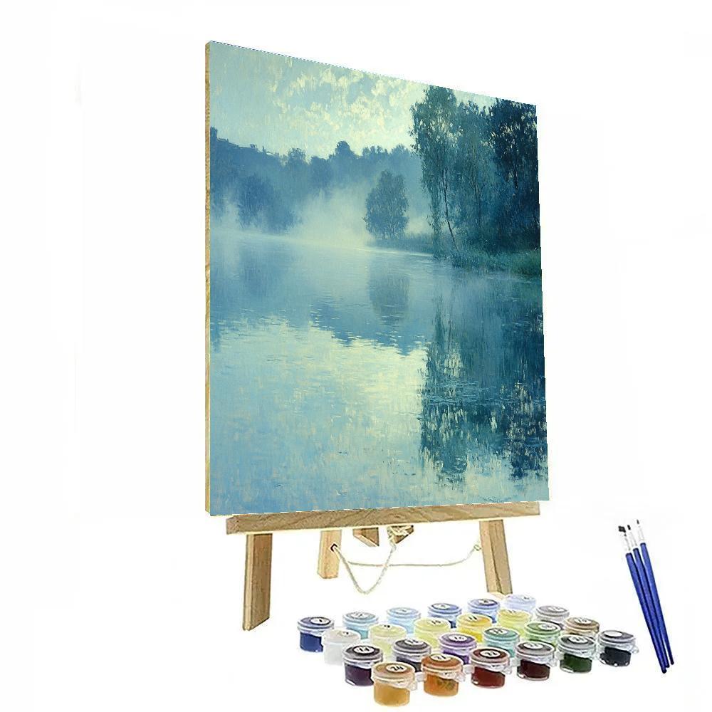 Claude Monet Inspired Foggy Lakeside Morning paint by color