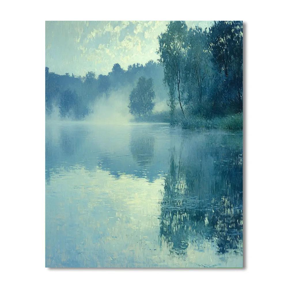 Claude Monet Inspired Foggy Lakeside Morning paint by color