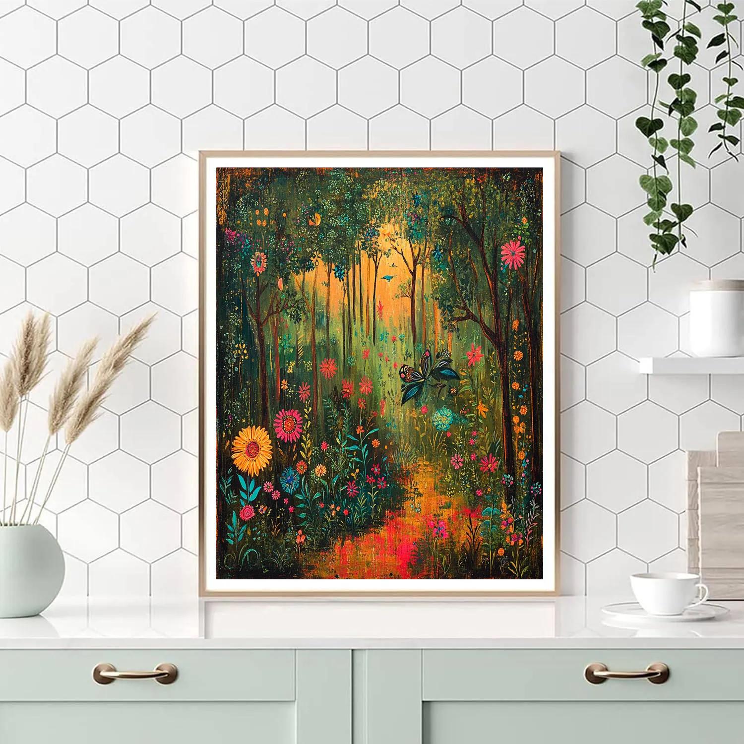 Frida Kahlo Inspired Mythological Forest Paint by numbers art