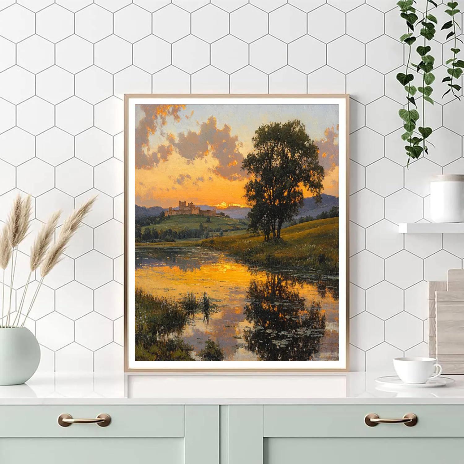 Claude Lorrain Inspired Romantic Sunset Landscape Paint by numbers kits