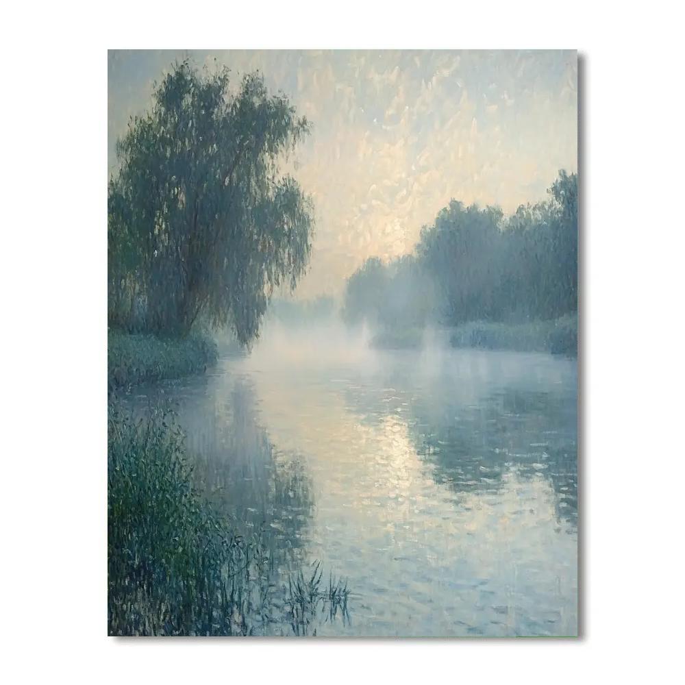 Monet Inspired Misty River Morning DIY paint by numbers