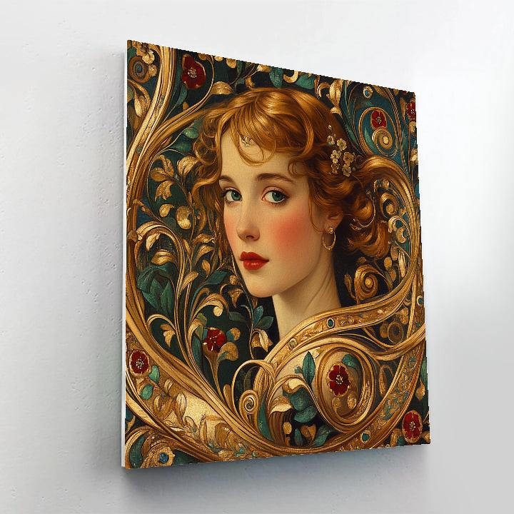Klimt Inspired Golden Floral Portrait Painting by numbers kit