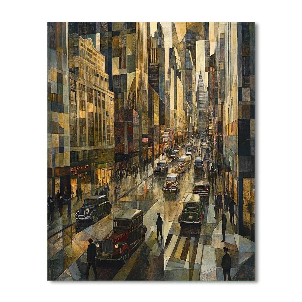 Picasso Inspired Cubist City Streets Number painting