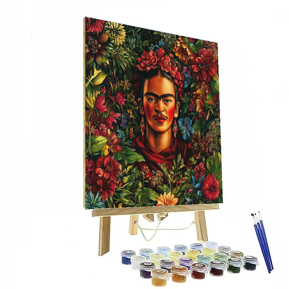Frida Kahlo Inspired Intimate Floral Self Portrait paint by color