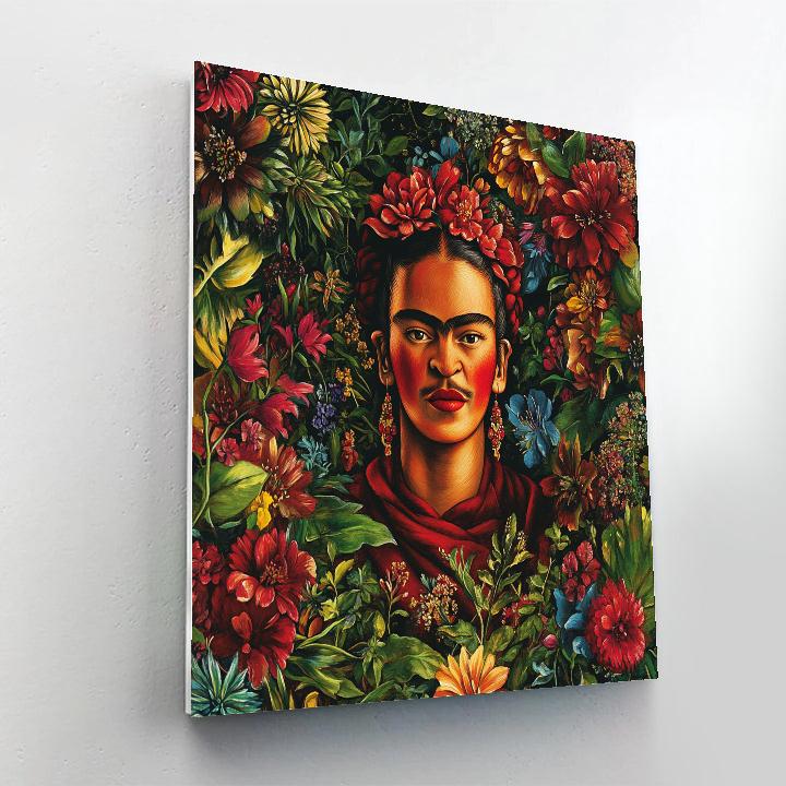 Frida Kahlo Inspired Intimate Floral Self Portrait paint by color
