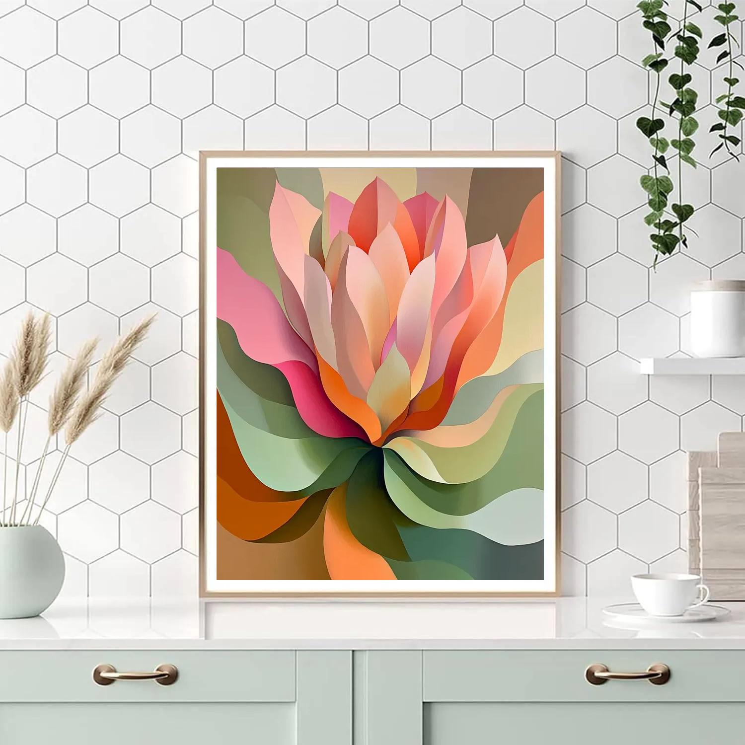 Georgia O’Keeffe Inspired Abstract Cactus Bloom paint by numbers