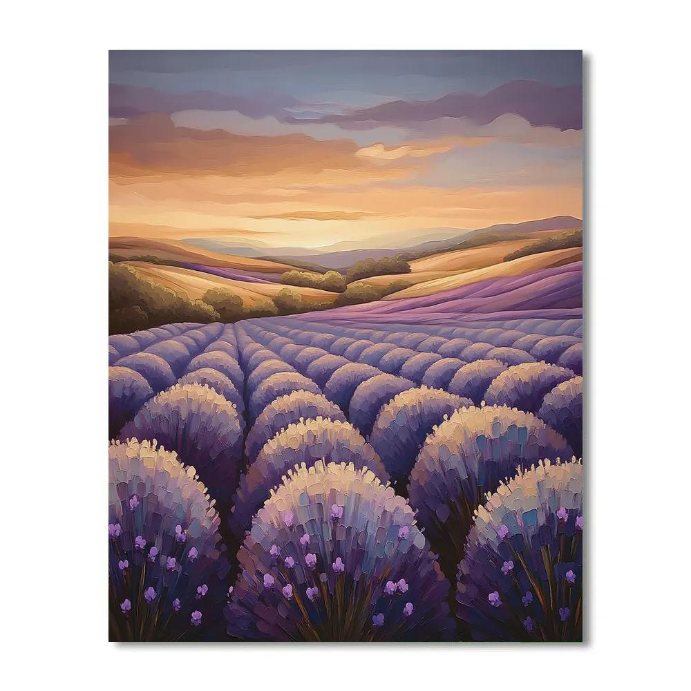 Edgar Degas Inspired Evening Glow Over Lavender Fields paint by numbers