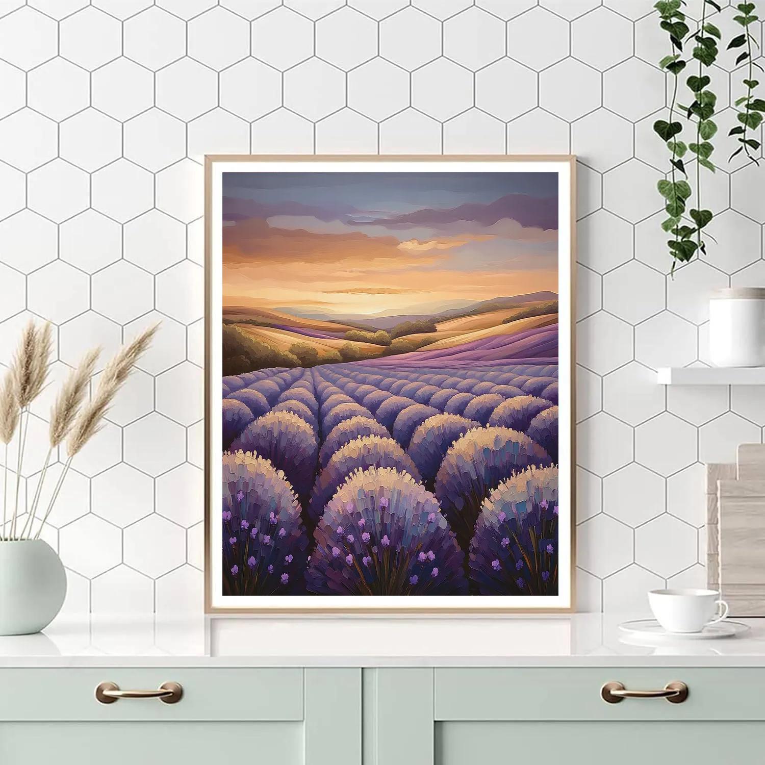 Edgar Degas Inspired Evening Glow Over Lavender Fields paint by numbers