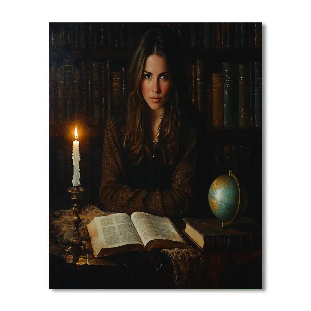 Rembrandt Inspired Candlelit Librarian Painting by numbers kit