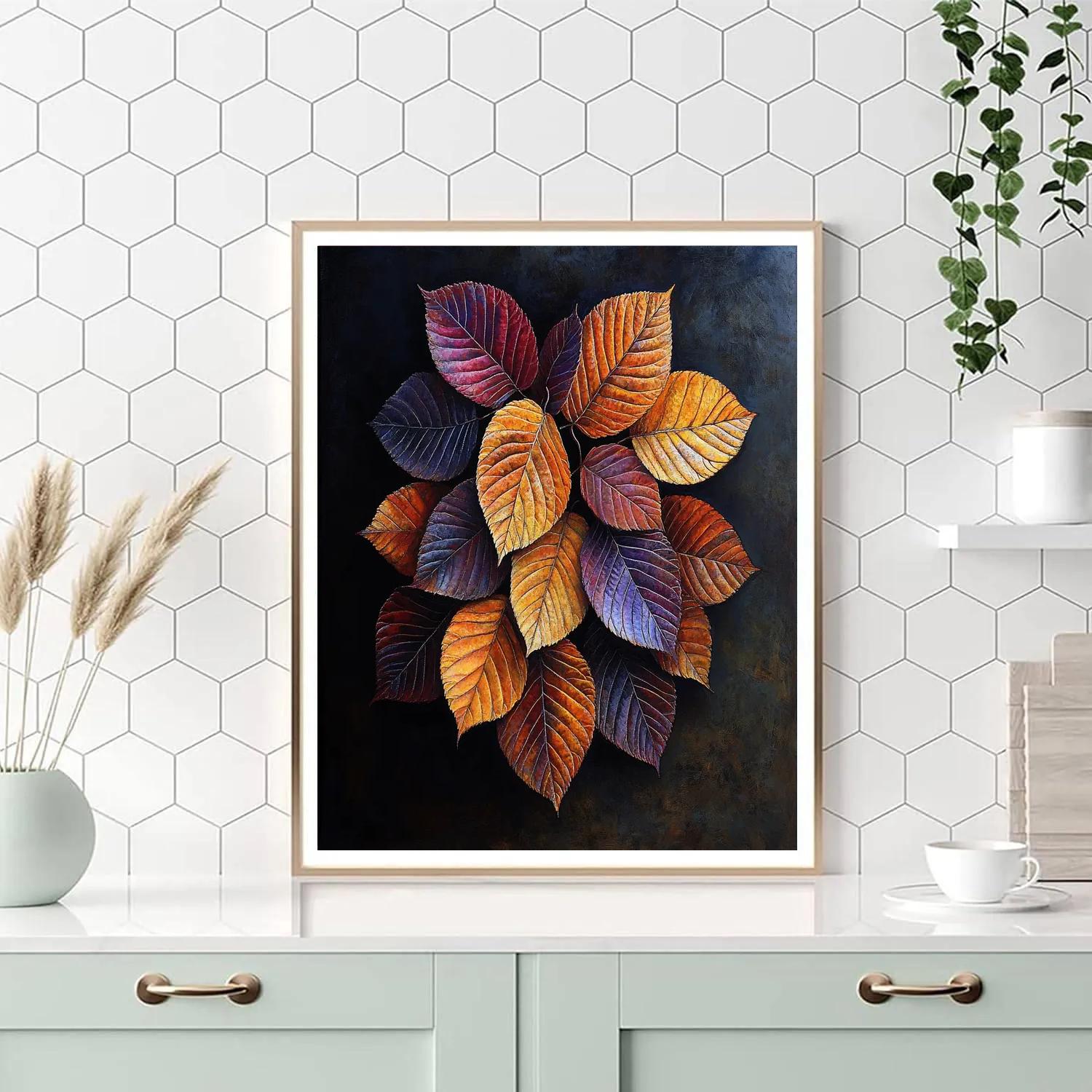Caravaggio Inspired Autumn Leaf Cascade paint by color