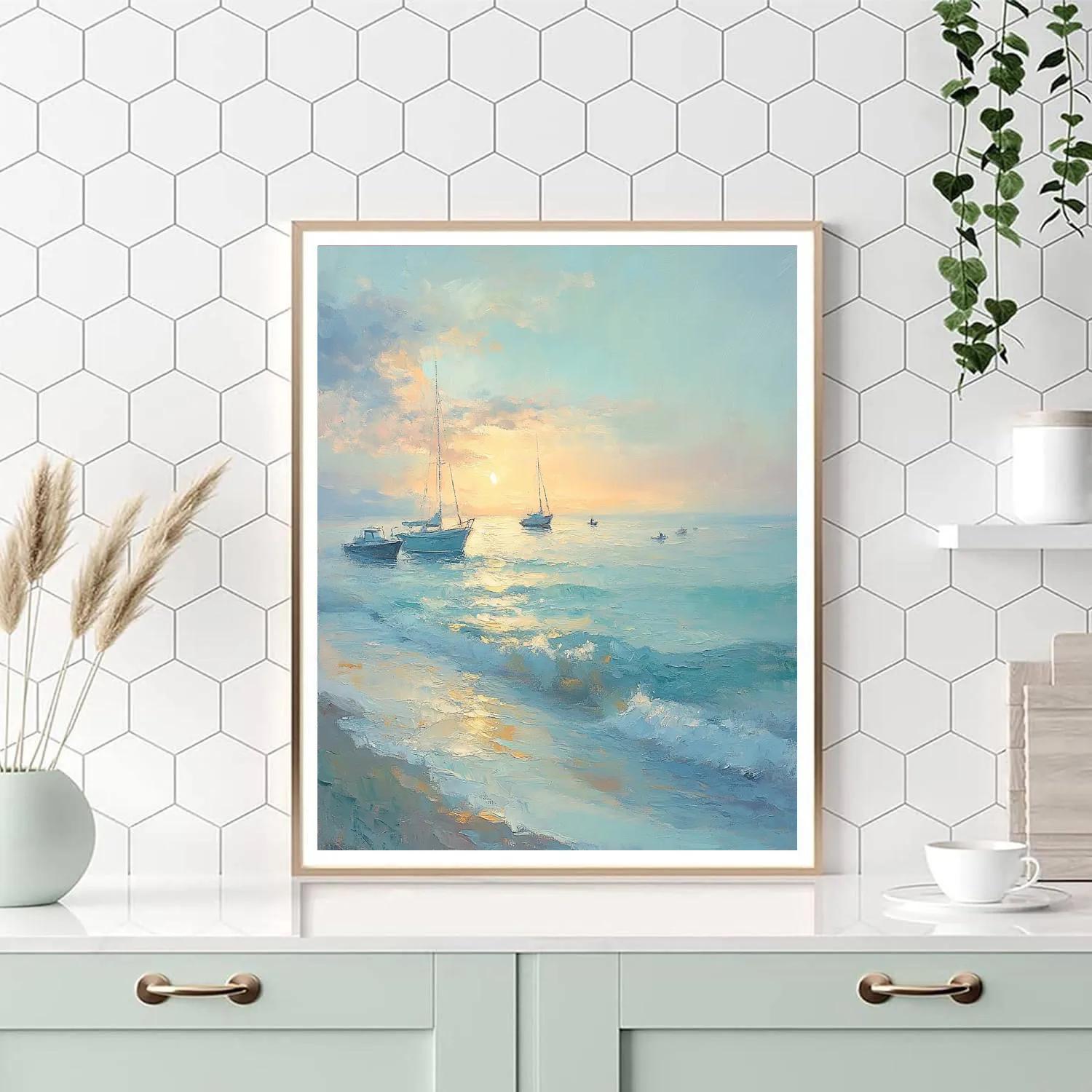 Claude Monet Inspired Seaside Morning paint by numbers