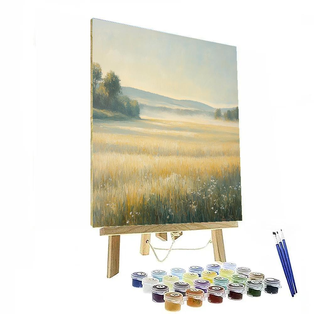 Edgar Degas Inspired Misty Morning Over Wheat Fields Number painting