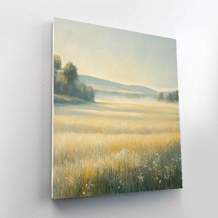 Edgar Degas Inspired Misty Morning Over Wheat Fields Number painting