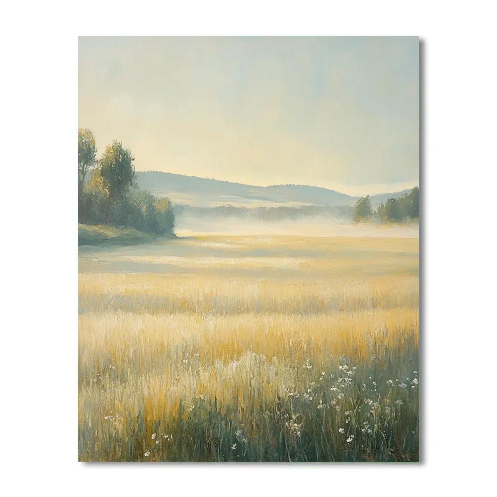 Edgar Degas Inspired Misty Morning Over Wheat Fields Number painting