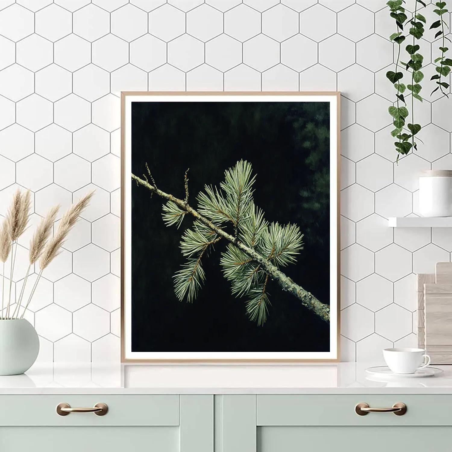 Caravaggio Inspired Winter Pine Branch Paint by numbers art