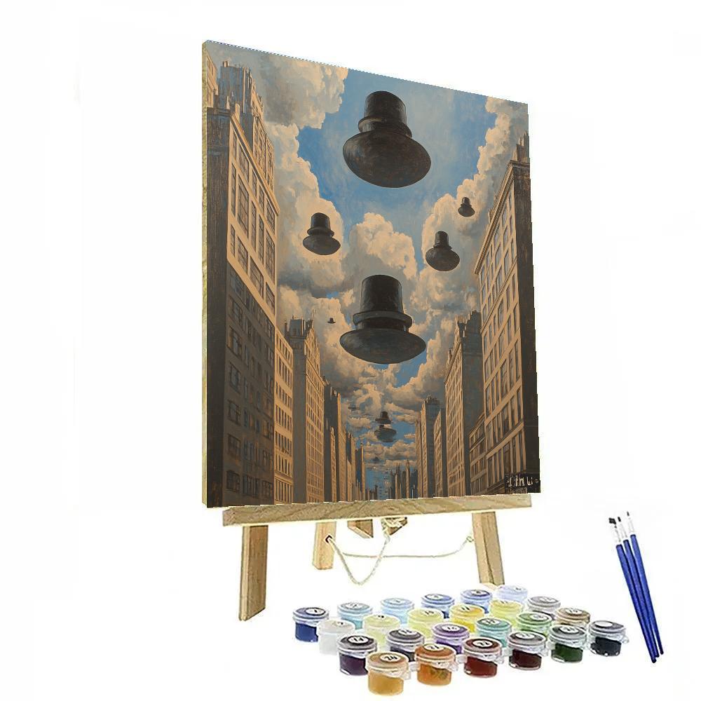 Magritte Inspired Floating City paint by color