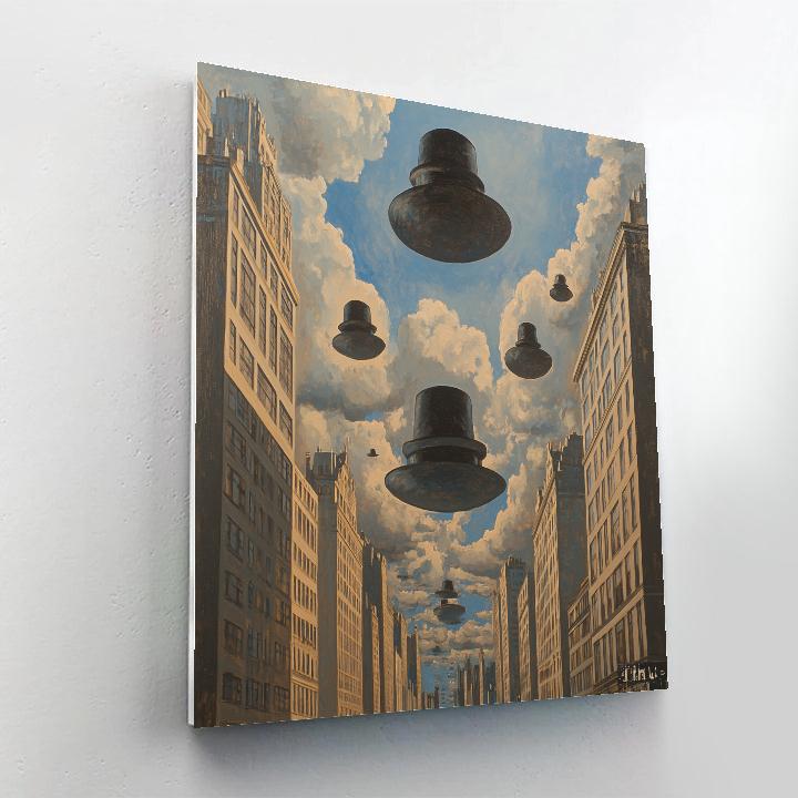 Magritte Inspired Floating City paint by color