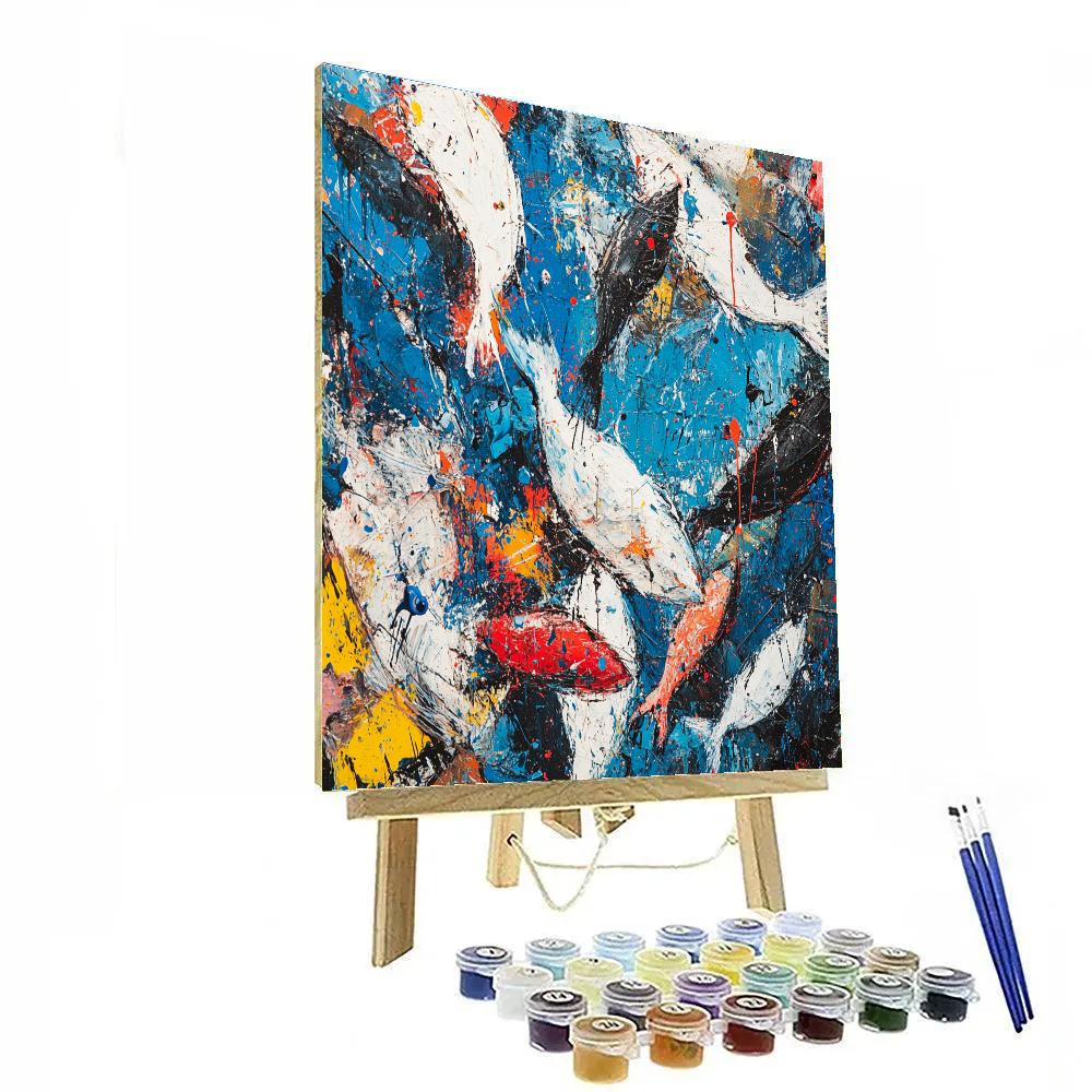 Pollock Inspired Fish Market painting number kit