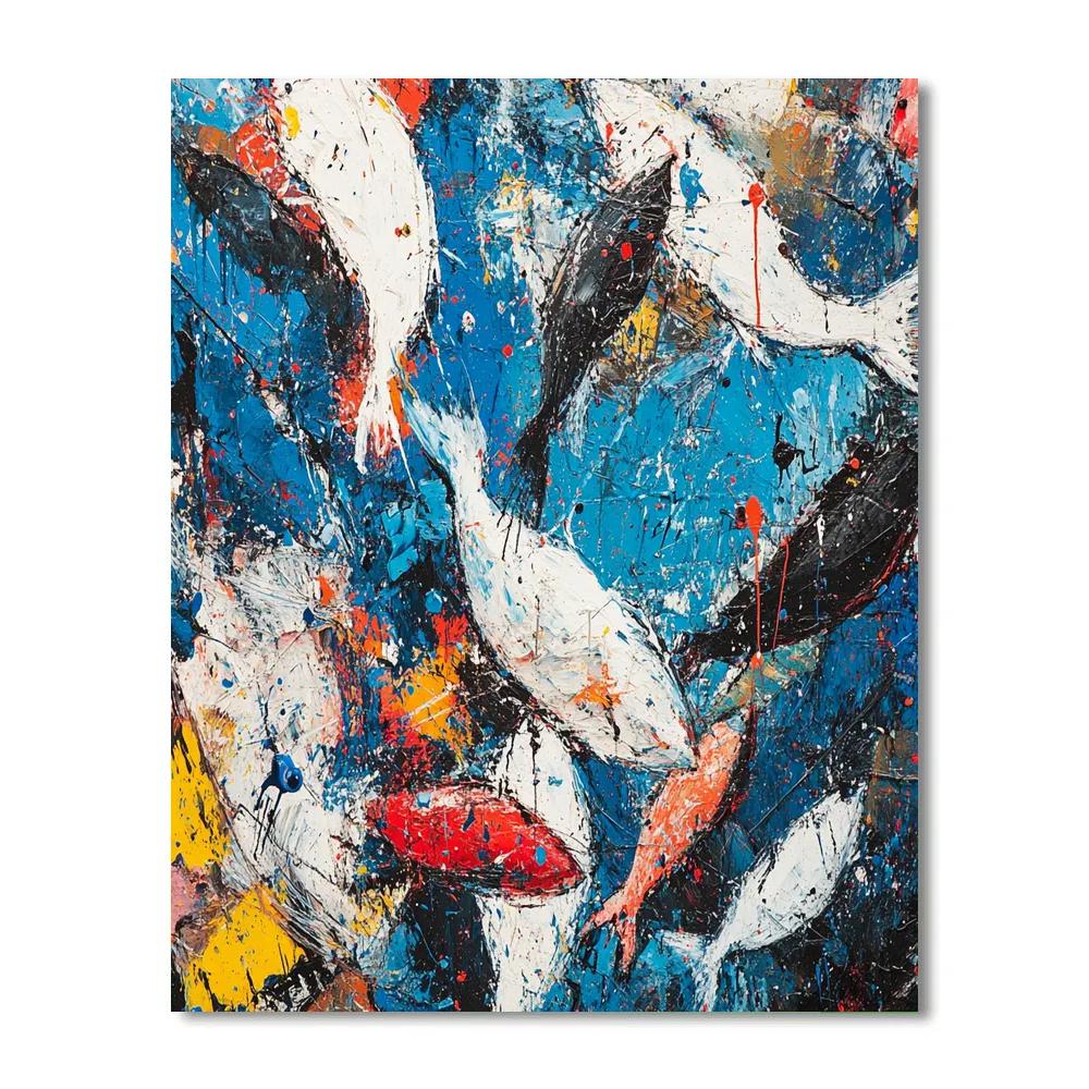 Pollock Inspired Fish Market painting number kit