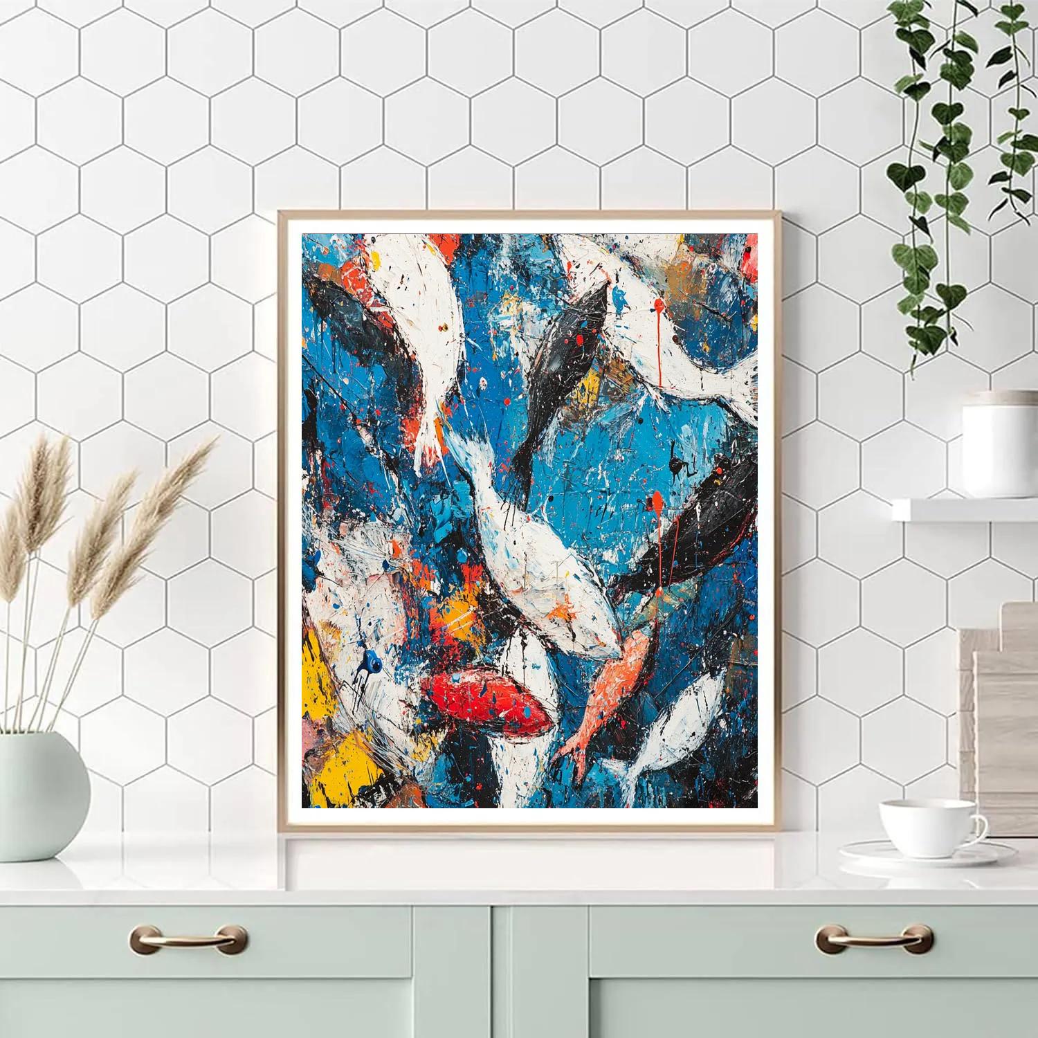 Pollock Inspired Fish Market painting number kit