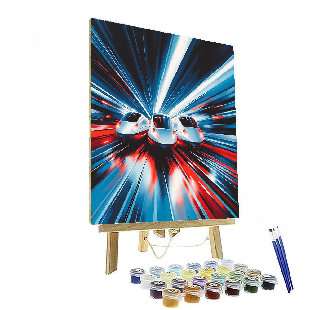 Boccioni Inspired Futuristic Commuters Numbered painting kits