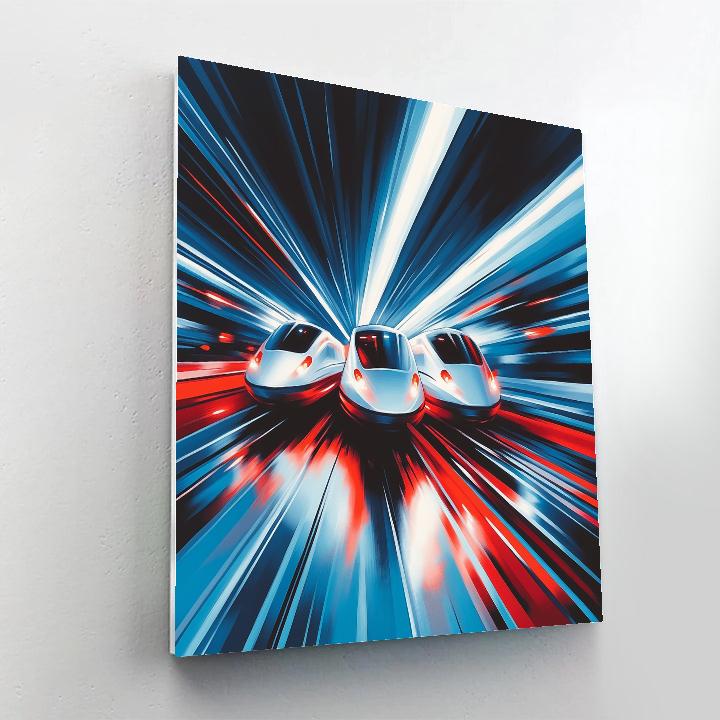 Boccioni Inspired Futuristic Commuters Numbered painting kits