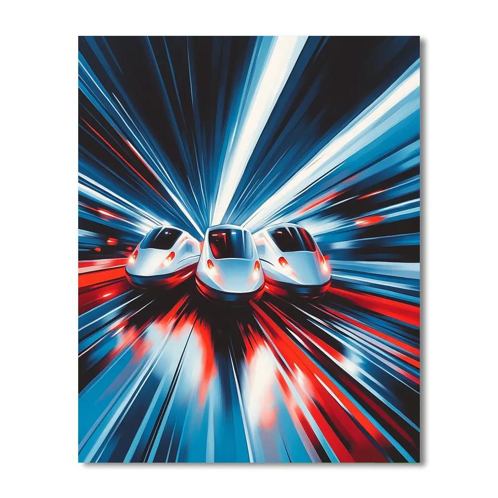Boccioni Inspired Futuristic Commuters Numbered painting kits