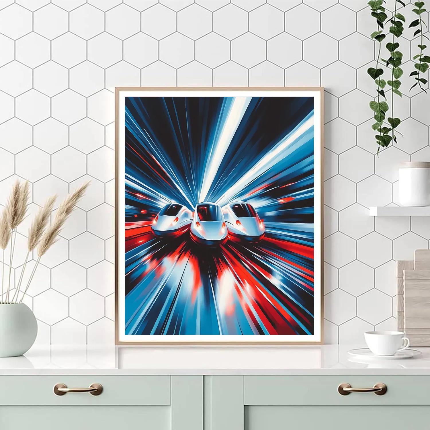 Boccioni Inspired Futuristic Commuters Numbered painting kits