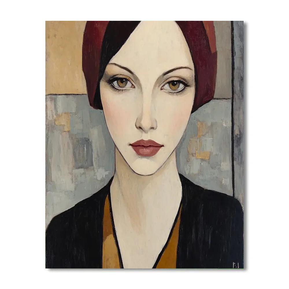 Modigliani Inspired Long Necked Portrait paint by numbers