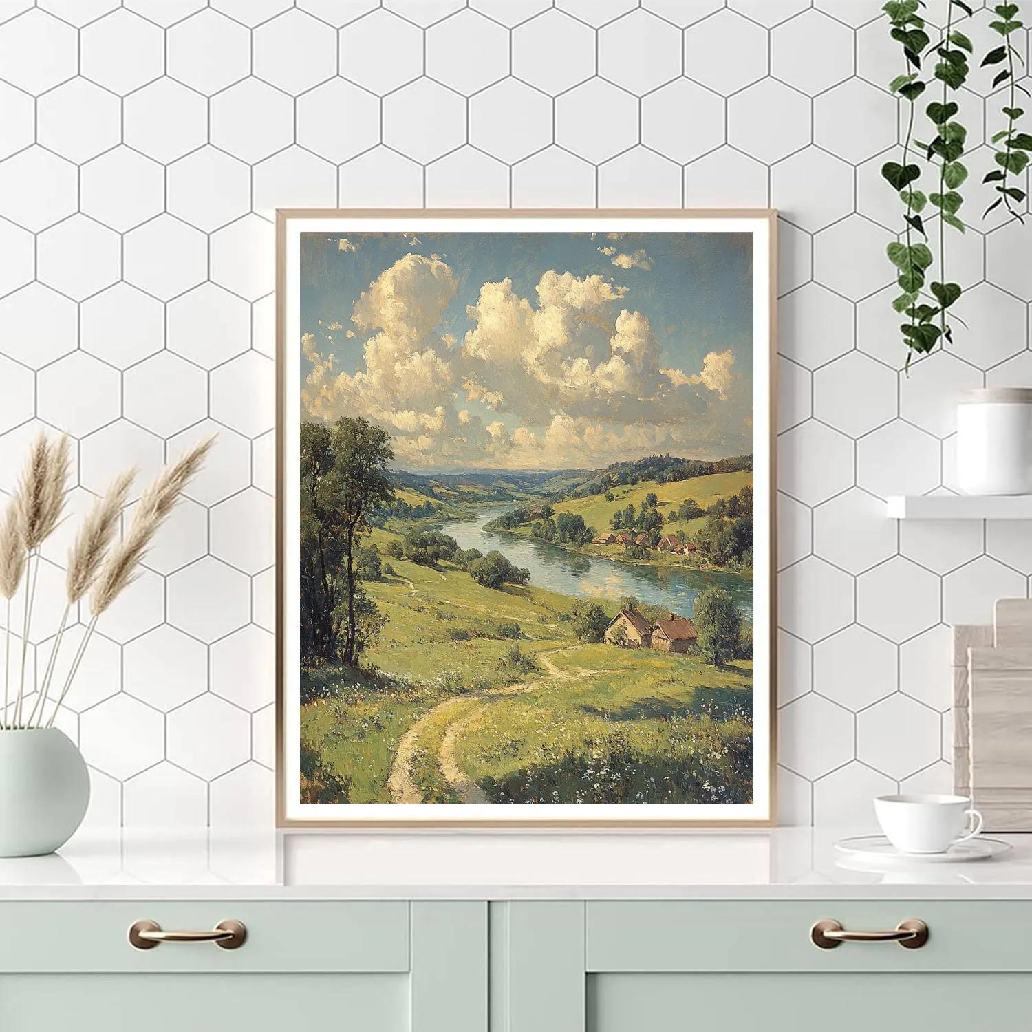 Constable Inspired River Valley paint by color
