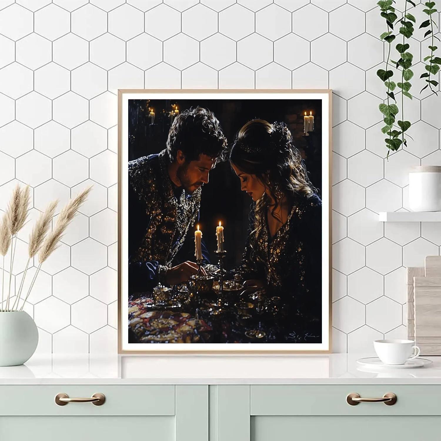 Caravaggio Inspired Dramatic Meeting Number painting