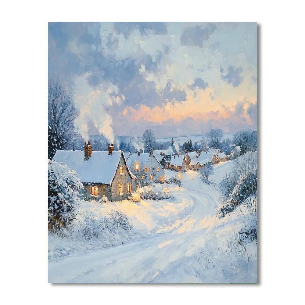 Constable Inspired Snowy Village painting number kit