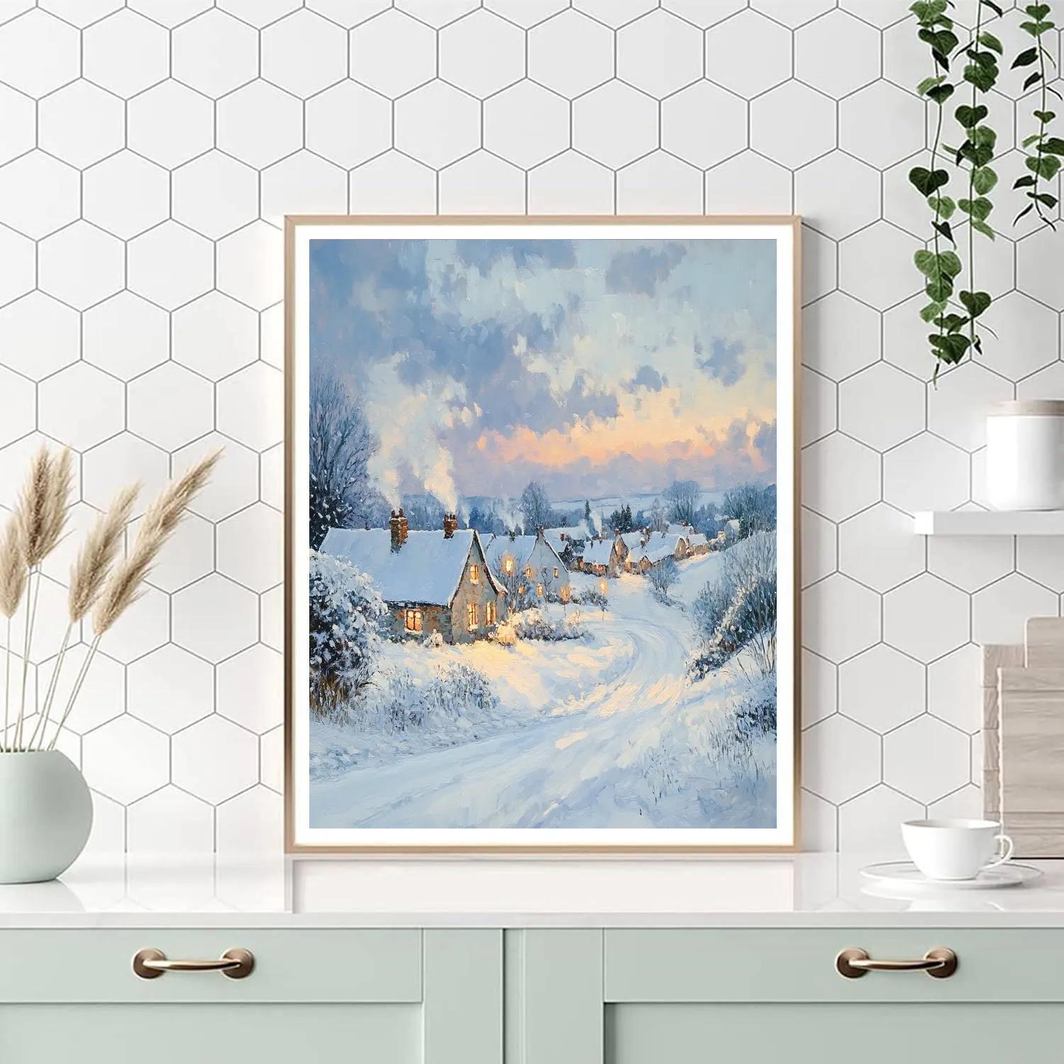 Constable Inspired Snowy Village painting number kit