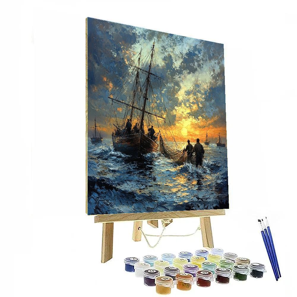 Winslow Homer Inspired Fishermen At Dusk paint by number
